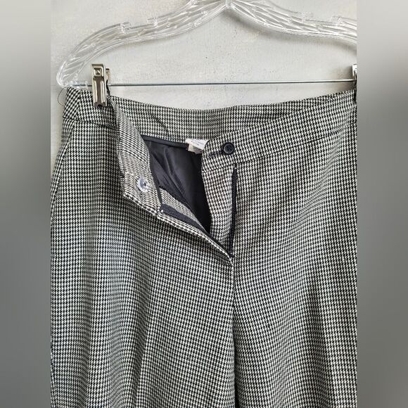 Harvé Benard Micro Houndstooth Black and White Slacks Wool Size 8 Cuff Hem - Picture 9 of 12